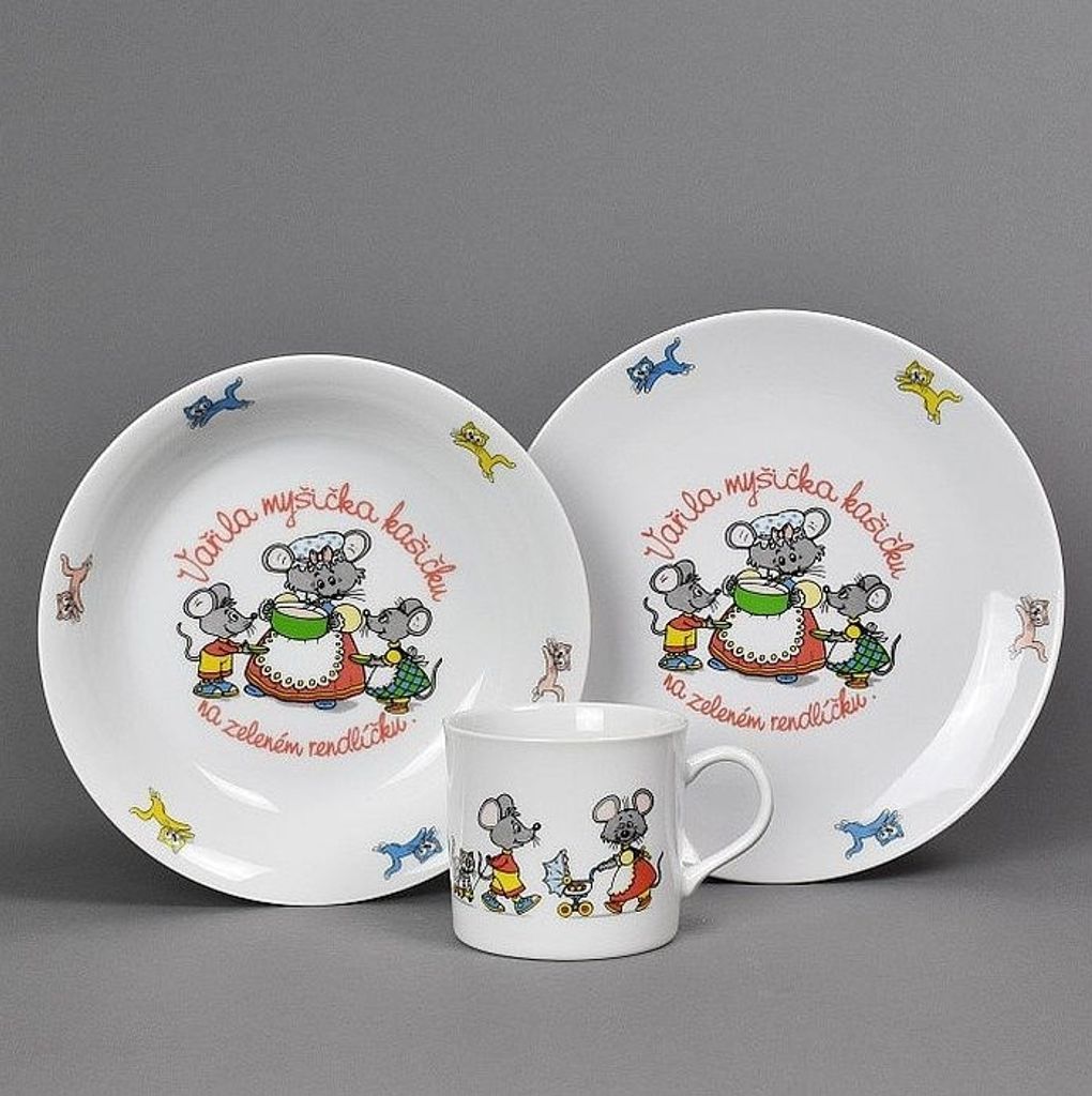 Dětská jídelní sada 3 dílná porcelán VAŘILA MYŠIČKA Obrázek produktu 