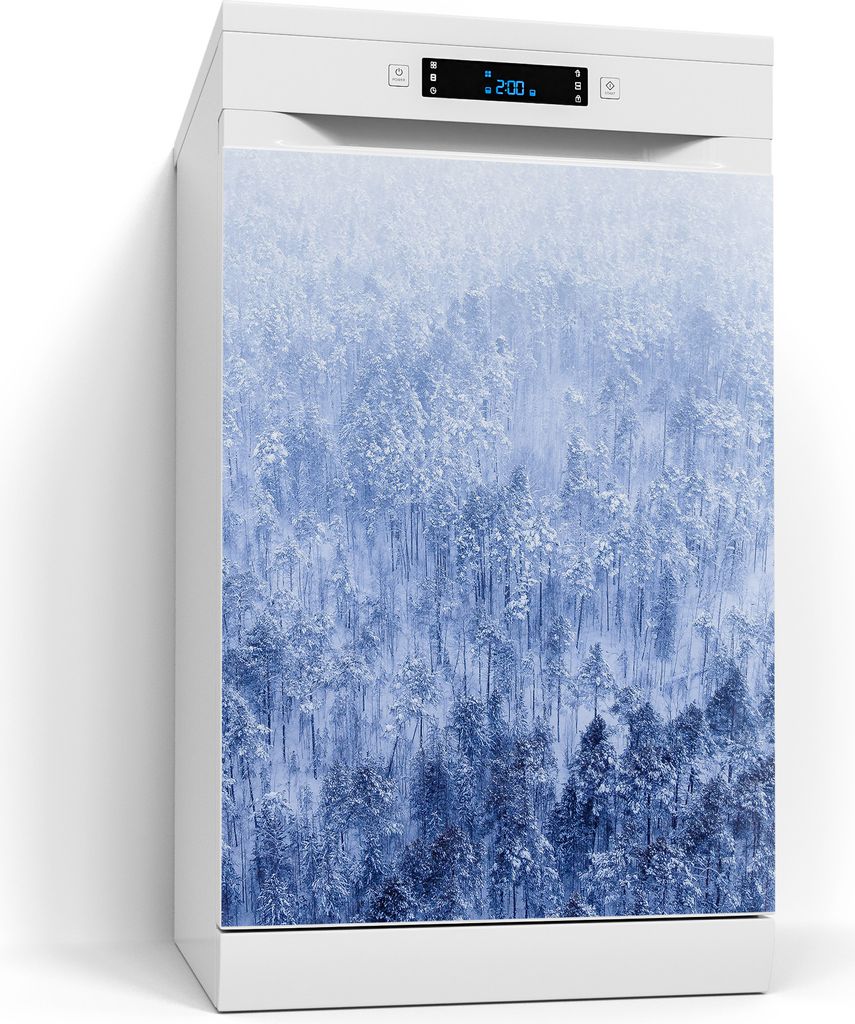 DEQORI Magnetmatte Spülmaschine beschreibbar 60x80 cm 'Winterwald in Weiß' Magnetfolie