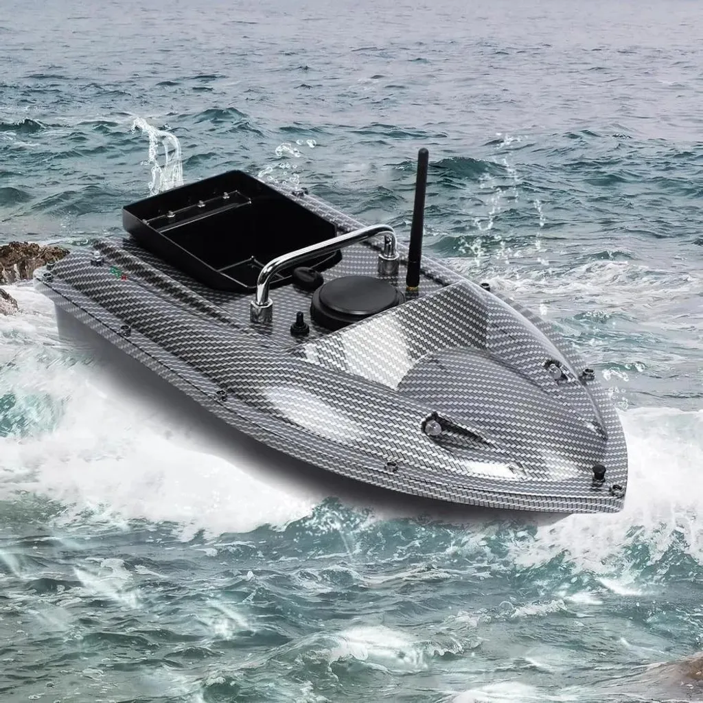 Bateau de pêche télécommandé 500m Noir - Idéal pour carpes et étangs