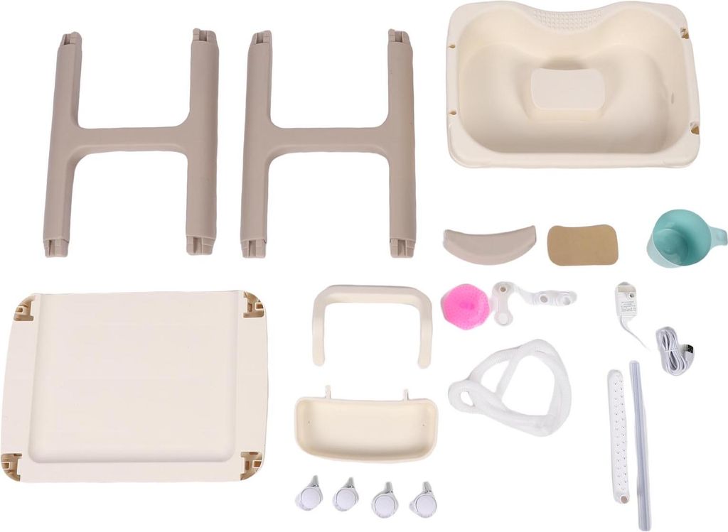 Haarwaschbecken, liegend, wiederverwendbares, ergonomisches Shampoo-Tablett mit Universalrädern für den Heimgebrauch, Braun