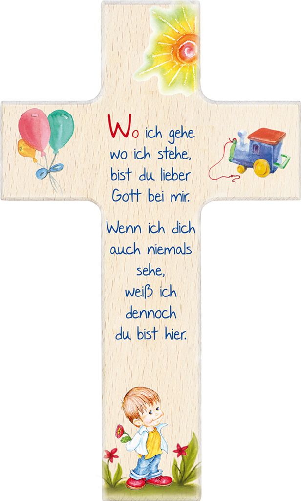 FRITZ COX Kinderkreuz 'Wo ich gehe, wo ich stehe' Junge 20cm natur