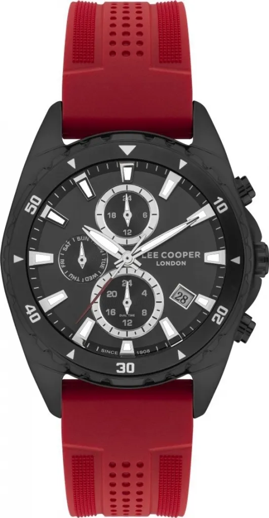 Montre Lee Cooper LC07527.658 rouge avec boîtier robuste en acier inox