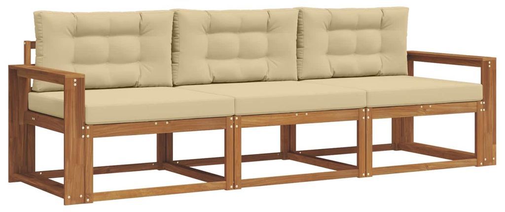 vidaXL Outdoor-Sofagarnitur mit Kissen 3 pcs Natur und Beige