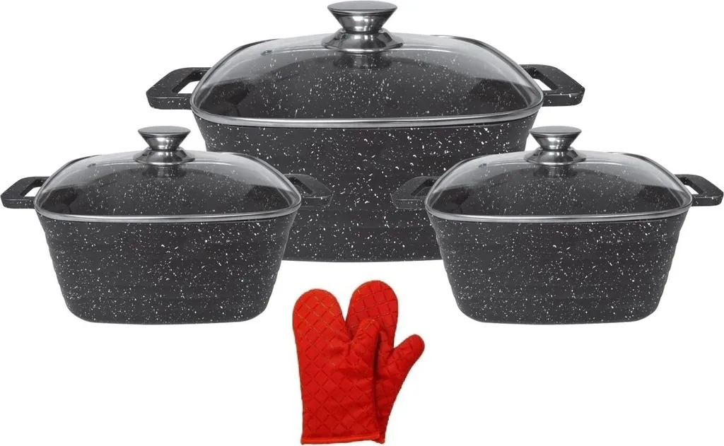 Cucina come uno Chef: Set Pentole Quadrato 6 Pezzi Marmo e Induzione