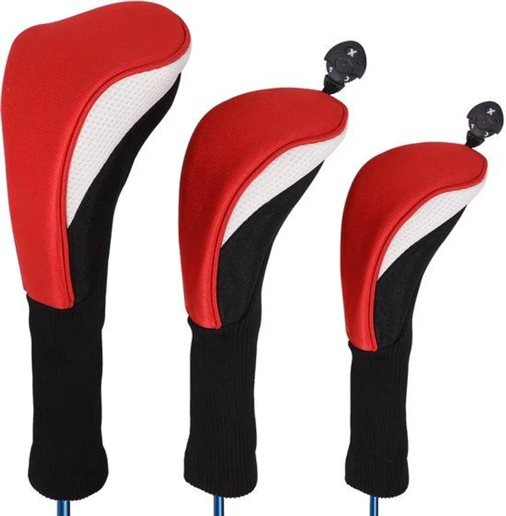Accessoire golf housse de protection pour bois lot de 3 rouge et blanc