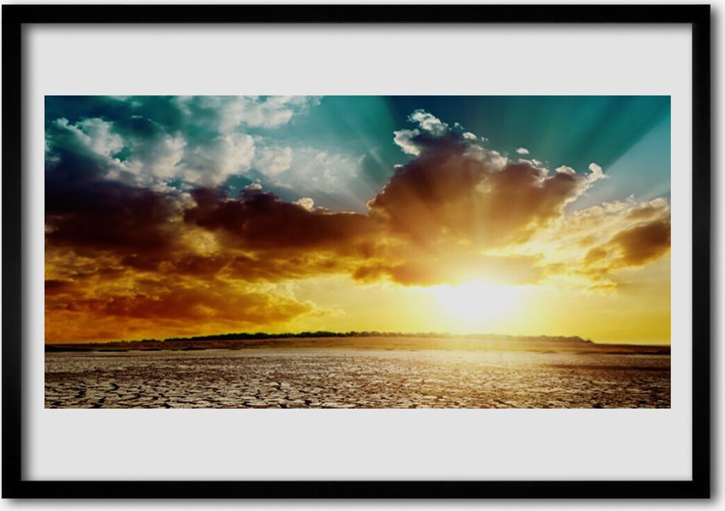 Bild 100x70 MDF-Rahmen Wandkunst Sun Wüsten-Landschaft