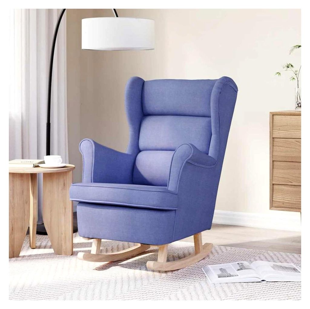 Bequemer Schaukelstuhl in Jeansblau | Polyester | 74 x 90 x 102 cm | Wohnzimmer & Büro