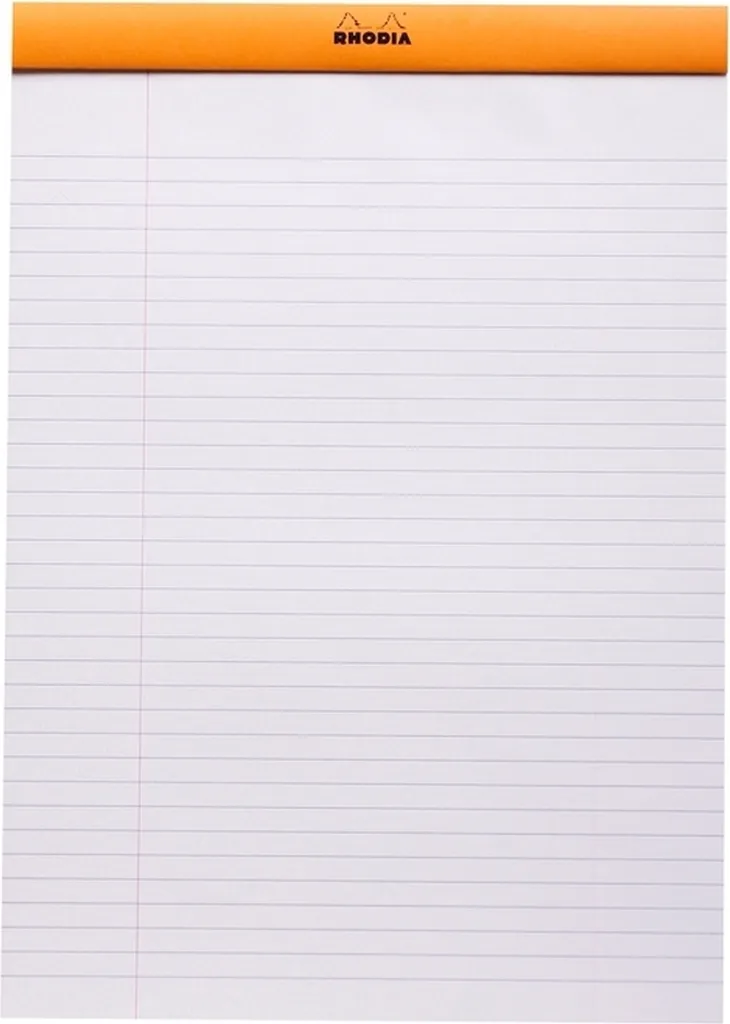 Bloc-notes A4 80g ligné marge orange : écriture fluide sans bavure lot 5