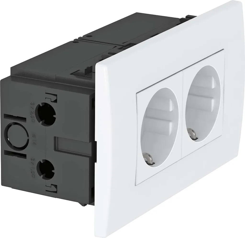 Prise de courant double pour goulotte SDE-RW D0RW2 84x140x59 mm
