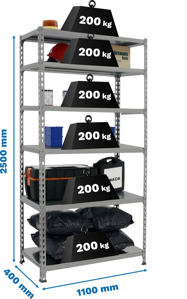 Étagère utilitaire en métal gris Simonclick Superplus 6 plateaux 40cm