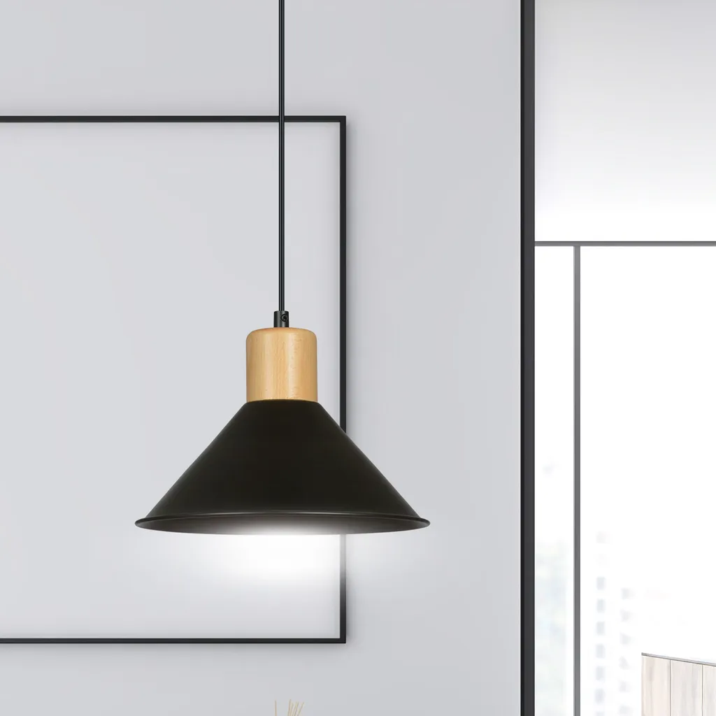 Suspension Noire Rowen 1 E27 Finition Matte Éclairage Design Sans Reflet