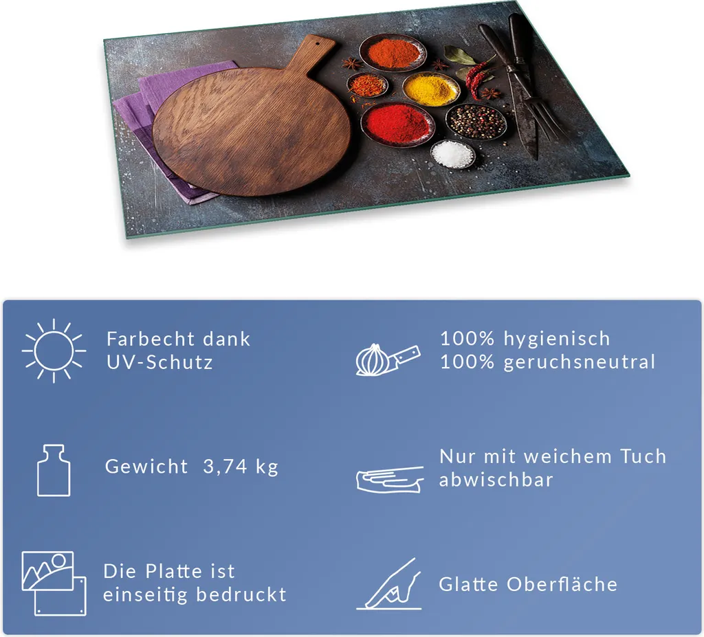 Copri Piano Cottura TMK In Vetro Temperato – 80x52 Cm, Colore Chilli, Paraschizzi E Tagliere - 4