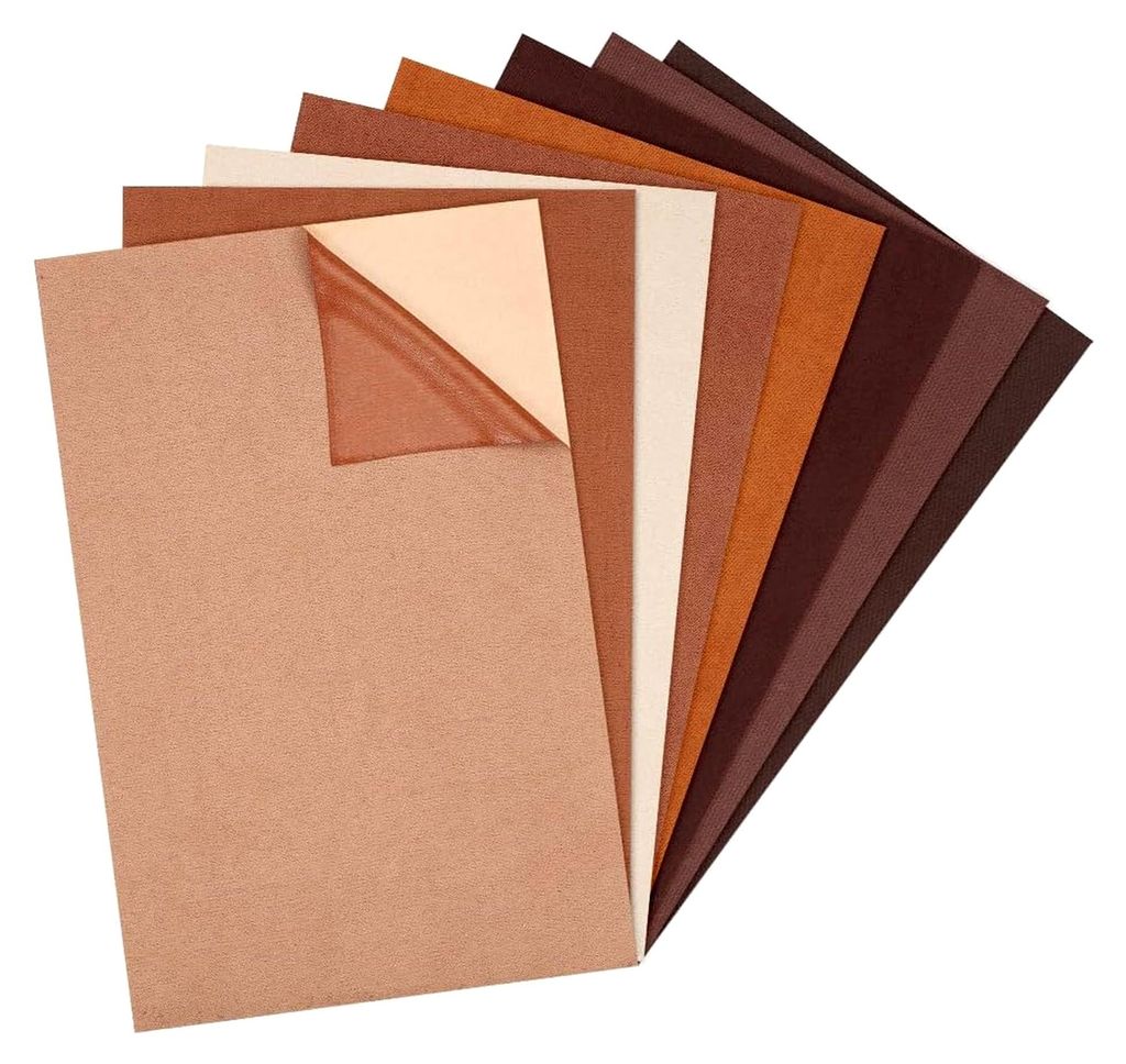 8 Selbstklebende Reparaturflicken aus WildKunstleder, 30x20cm Brauner Reparaturstoff für Autositze, Handtaschen, Jackenlöcher und Risse