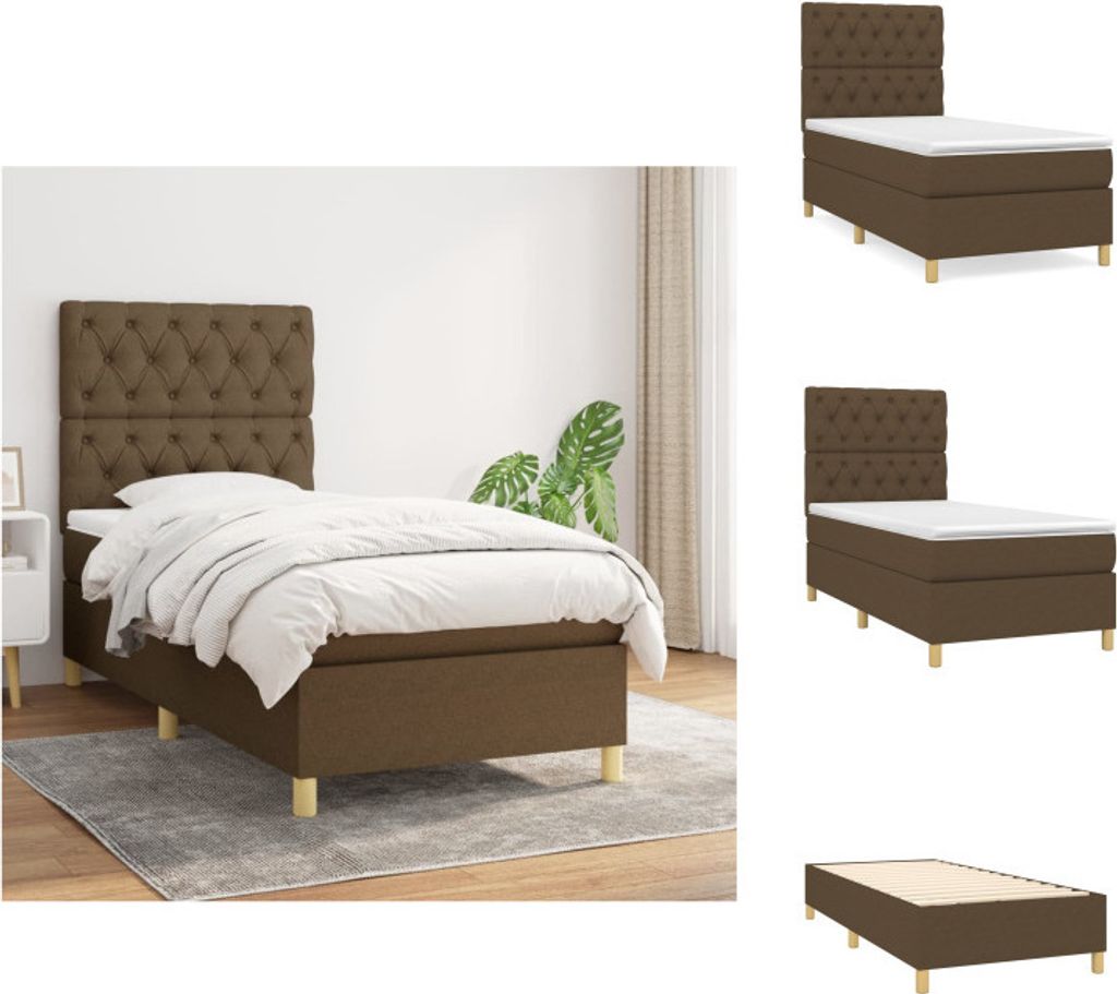 vidaXL Boxspringbett mit Matratze Dunkelbraun 80x200 cm Produktbild 