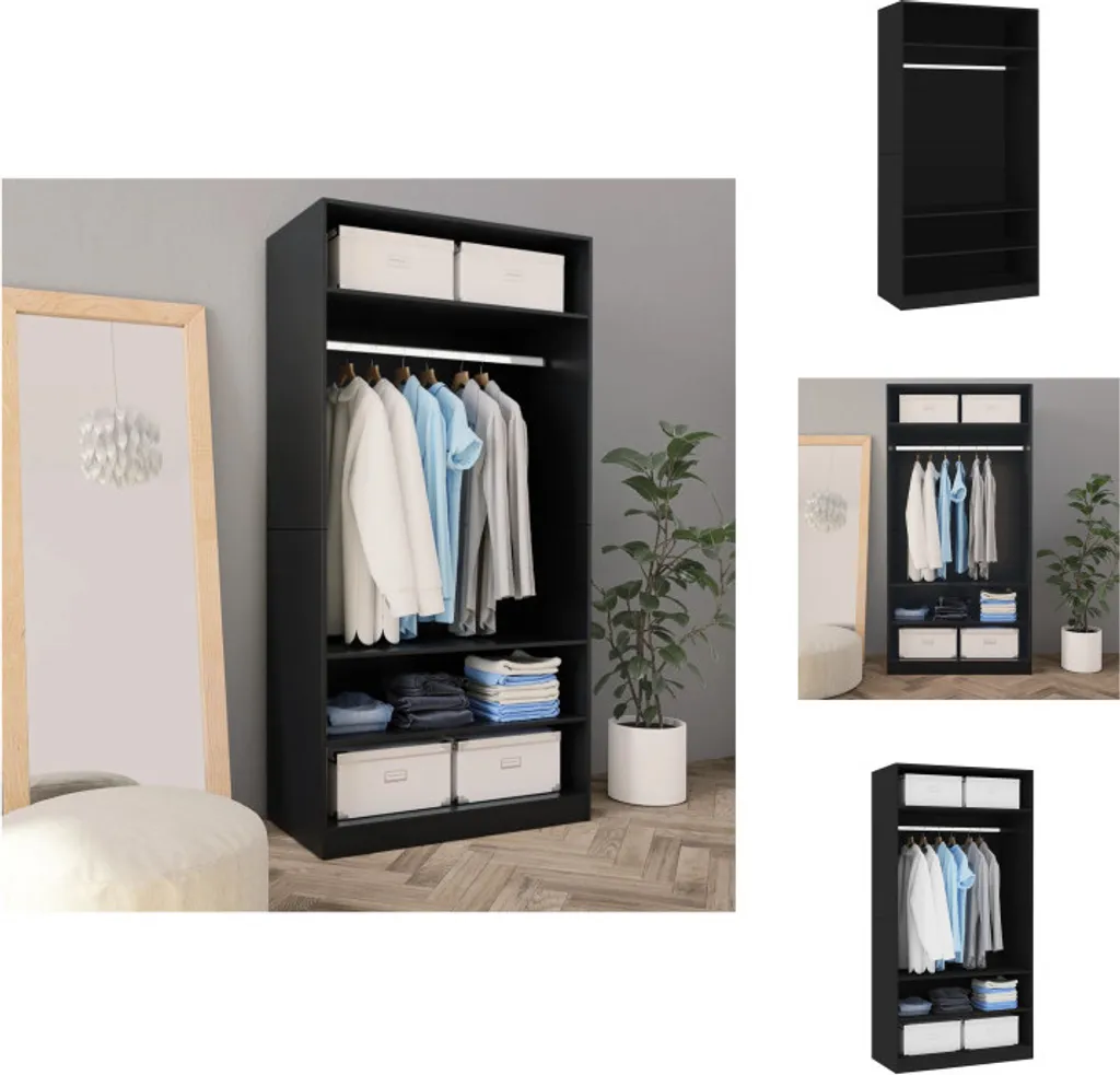 Armoire Noire 100x200 cm - Solution Gain de Place en Bois Composite