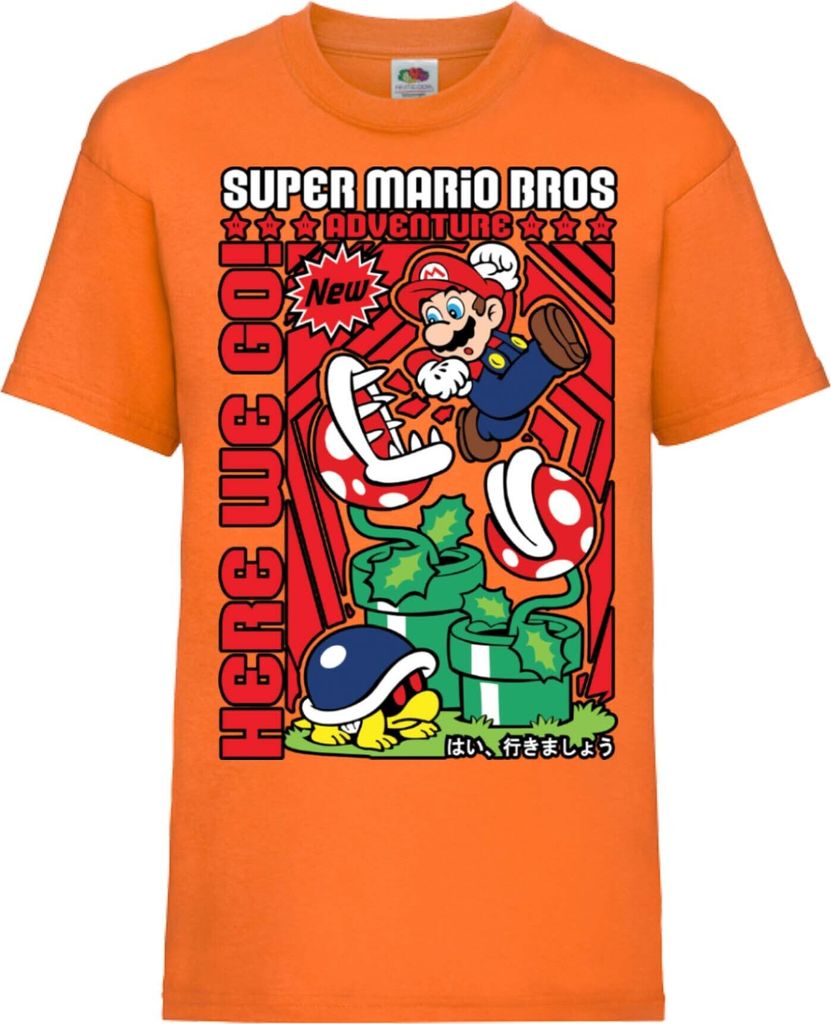 Kinder T-Shirt Game Mario Fun Bros, 7-8 Jahr - 128 / Orange Produktbild 
