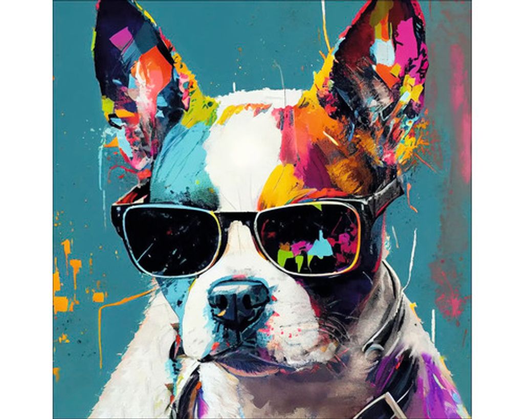 Glasbild Dog With Sunglasses I 20x20 cm