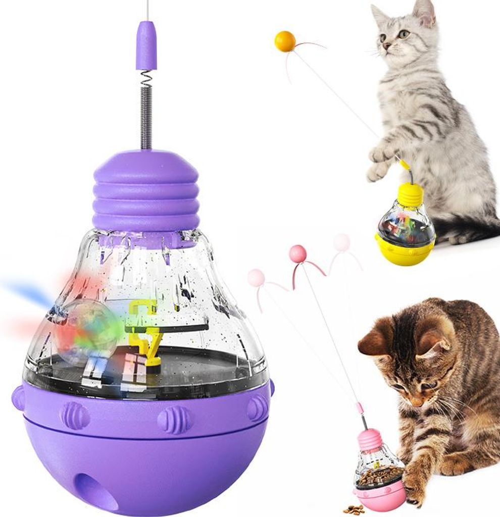 Interaktives Spielzeug für Hauskatzen, Kätzchen-Zauberstab, Abnehmspielzeug, lustige Bälle, langsamer Futterspender, Futterspender, Leckerli-Spe...