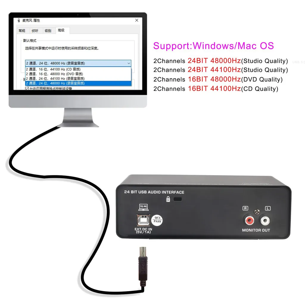 Interface audio USB UC26 multi-canaux pour enregistrement PC et Mac