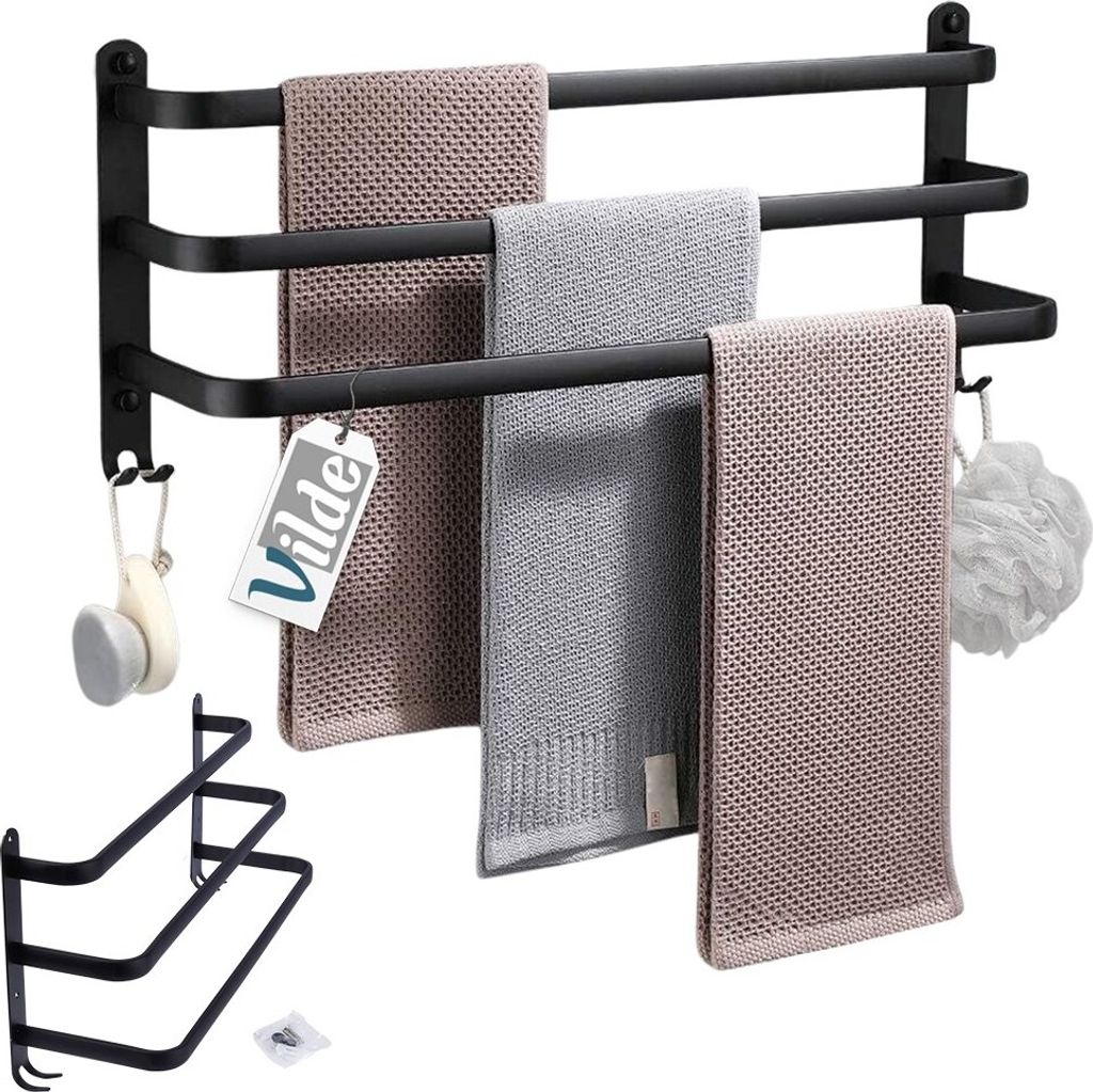 Vilde Handtuchhalter Handtuchstange Badetuchhalter aus Aluminium schwarz 50 cm