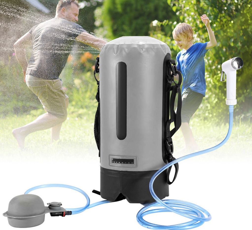 TolleTour 12L Campingdusche mit Fußpumpe, Gartendusche für Wandern Reisen Garten Pet Reinigung