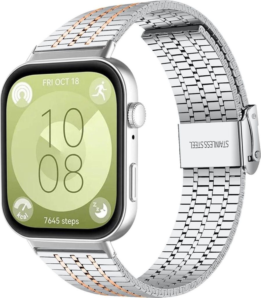 Für Huawei Watch Fit 4 Pro / Fit 4 / Fit 3 xDfind Seven Beads Design Edelstahl Armband Silber / Rose Gold