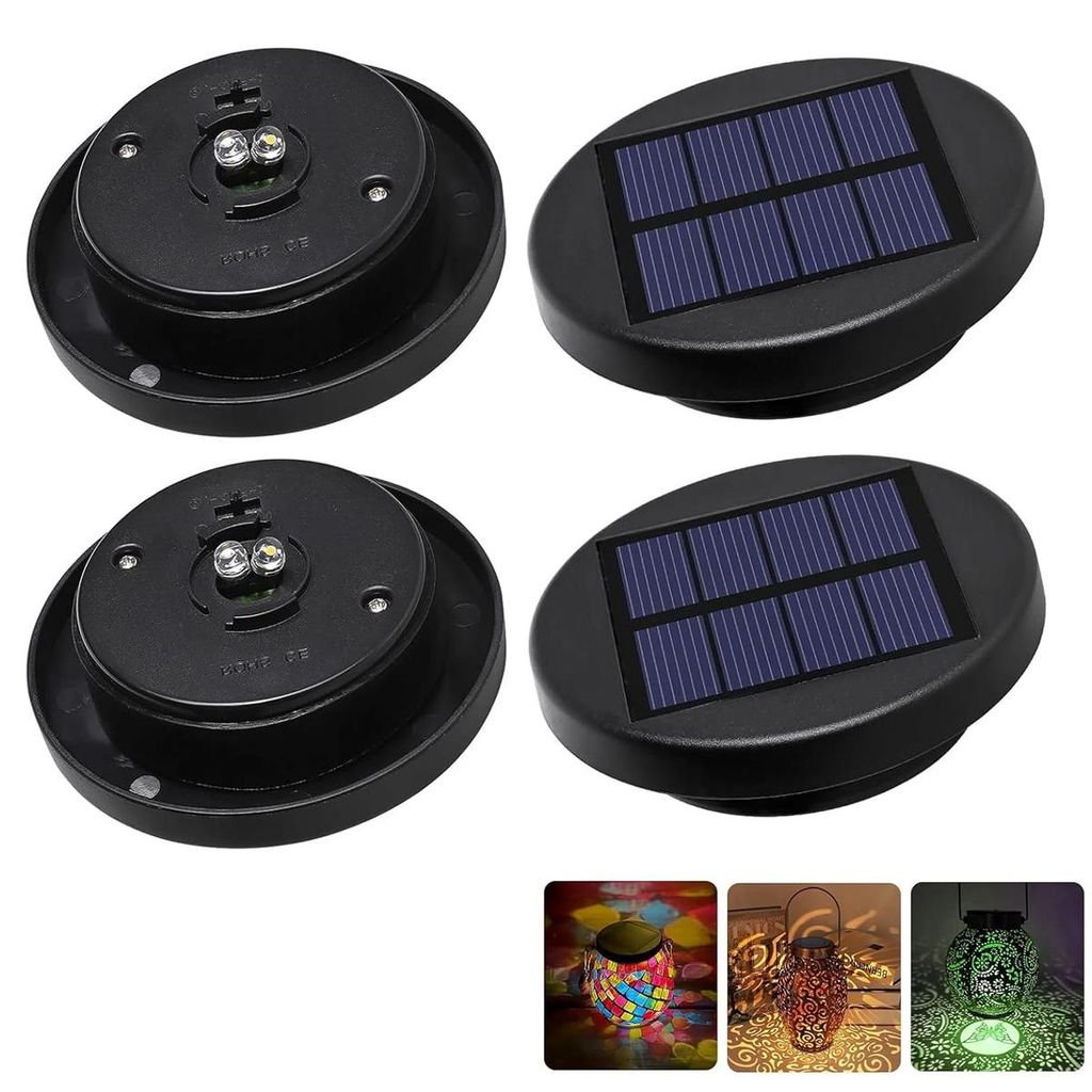 4pcs Solar-Flaschenlampen, warmweiß & RGB,wiederaufladbar, Ø 6,3 cm × H 2 cm, 8–10 Std. Leuchtdauer, ideal für Garten, Camping, Partys & Deko...