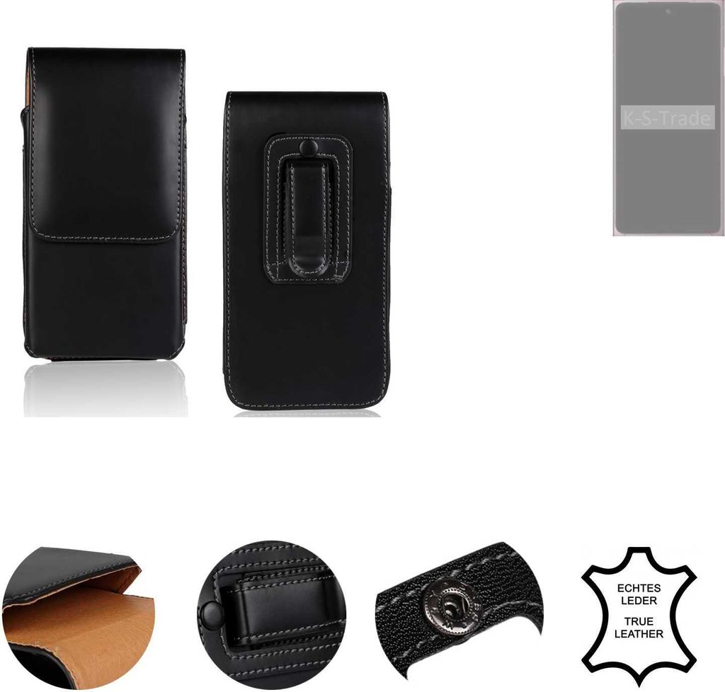 K-S-Trade Holster Gürteltasche Handy Hülle Schutzhülle kompatibel mit HMD Skyline Handyhülle Leder schwarz, 1x