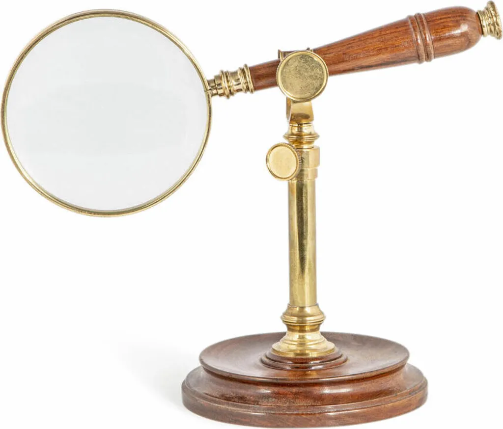 Loupe de Bureau sur Pied Style Marine en Verre et Laiton Poli 24cm