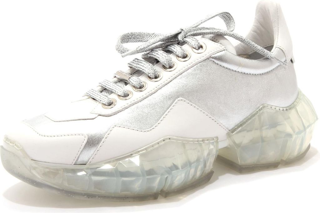 2382AD Turnschuhe donna JIMMY CHOO weiß Leder Schuhe Frau