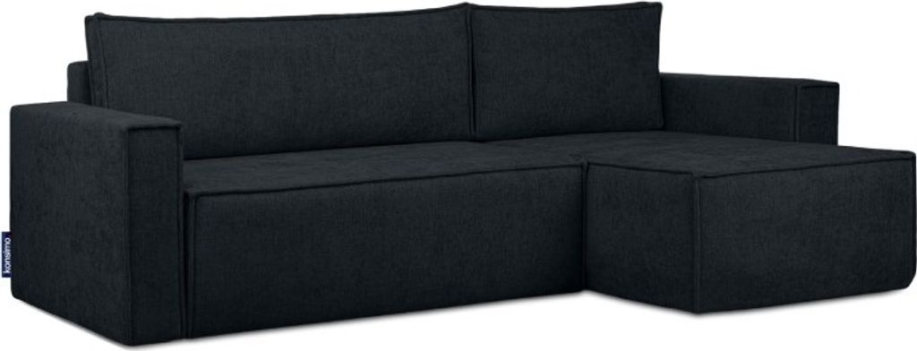 KONSIMO Rechte/Linke Ecksofa mit Schlaffunktion mit Armlehnen "NAPI II", Marineblue, geflochtener Stoff, Modern, 246x89x148 cm