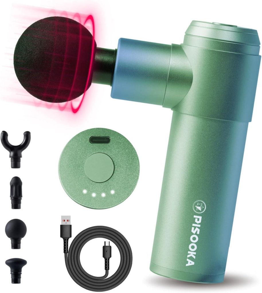 4200 RPM Leise Handmassagegerät Muskel Massagegerät Percussion Massage Pistole Fasziengerät 4 Aufsätze für Rücken Schulter Oberschenkel Körp...