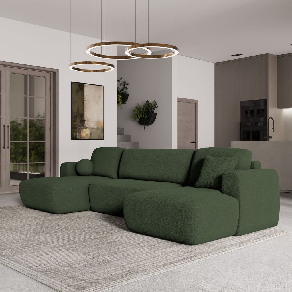 Masseno Ecksofa SENTUM N mit Schlaffunktion U-Form, Sofa mit Bettkasten, Wohnzimmersofa, Couch, Soffa, Bettsofa, Couchgarnitur- Grün, NOW OR NEVER 37