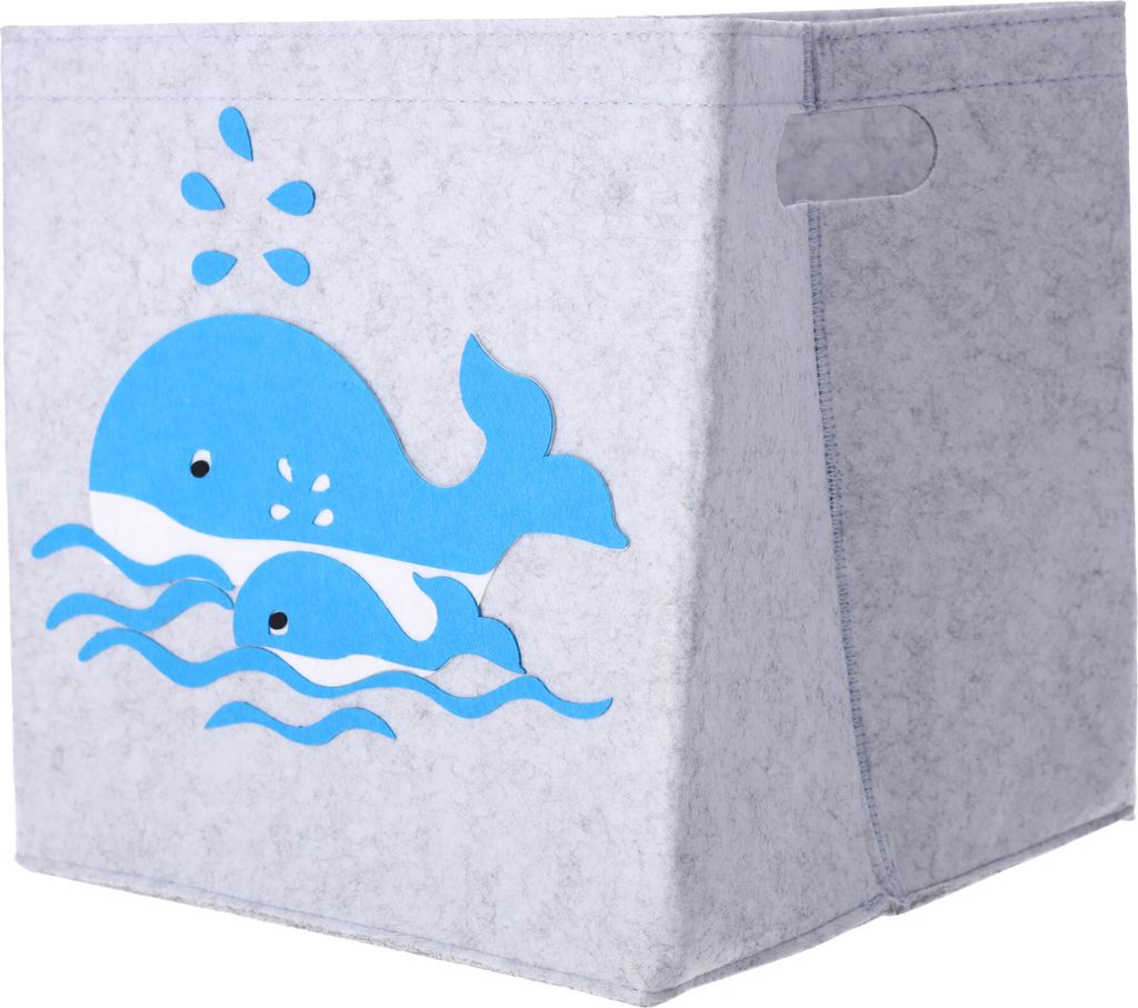 Bracia Mebelek | Aufbewahrungsbox - 30x30x30 cm - Spielzeugkiste, Aufbewahrung Kinderzimmer, Toy Box - Wal