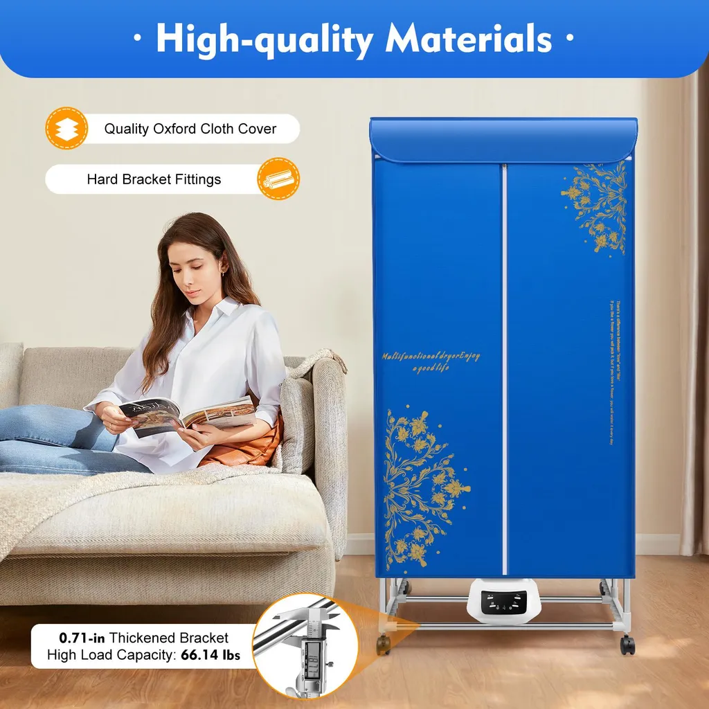 Sèche-linge pliable design bleu : télécommande et séchage rapide 360° - 2