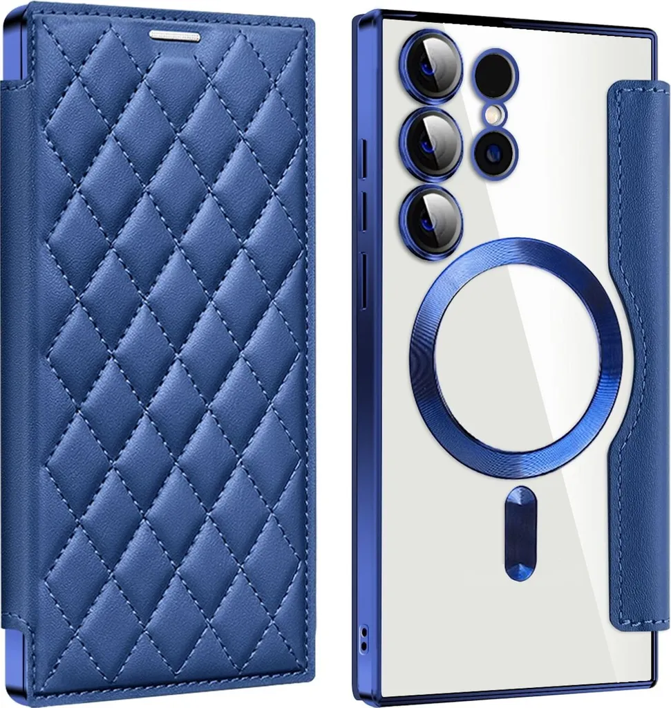 Cover Samsung S25 5G Magsafe RFID 360 Full Body Pelle Blu