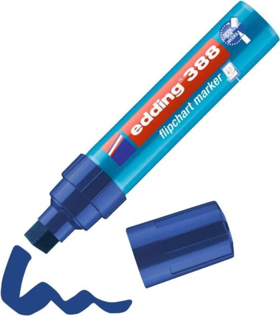 Marqueur permanent bleu Edding 388 pointe large biseautée haute qualité - 2