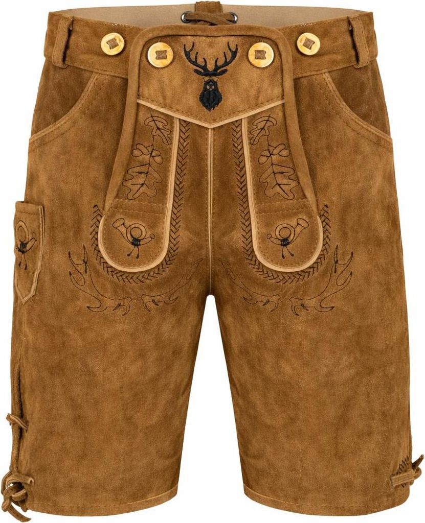 PAULGOS Kinder Trachten Lederhose Kurz - KK2 - Echtes Leder - Größe 86 - 164