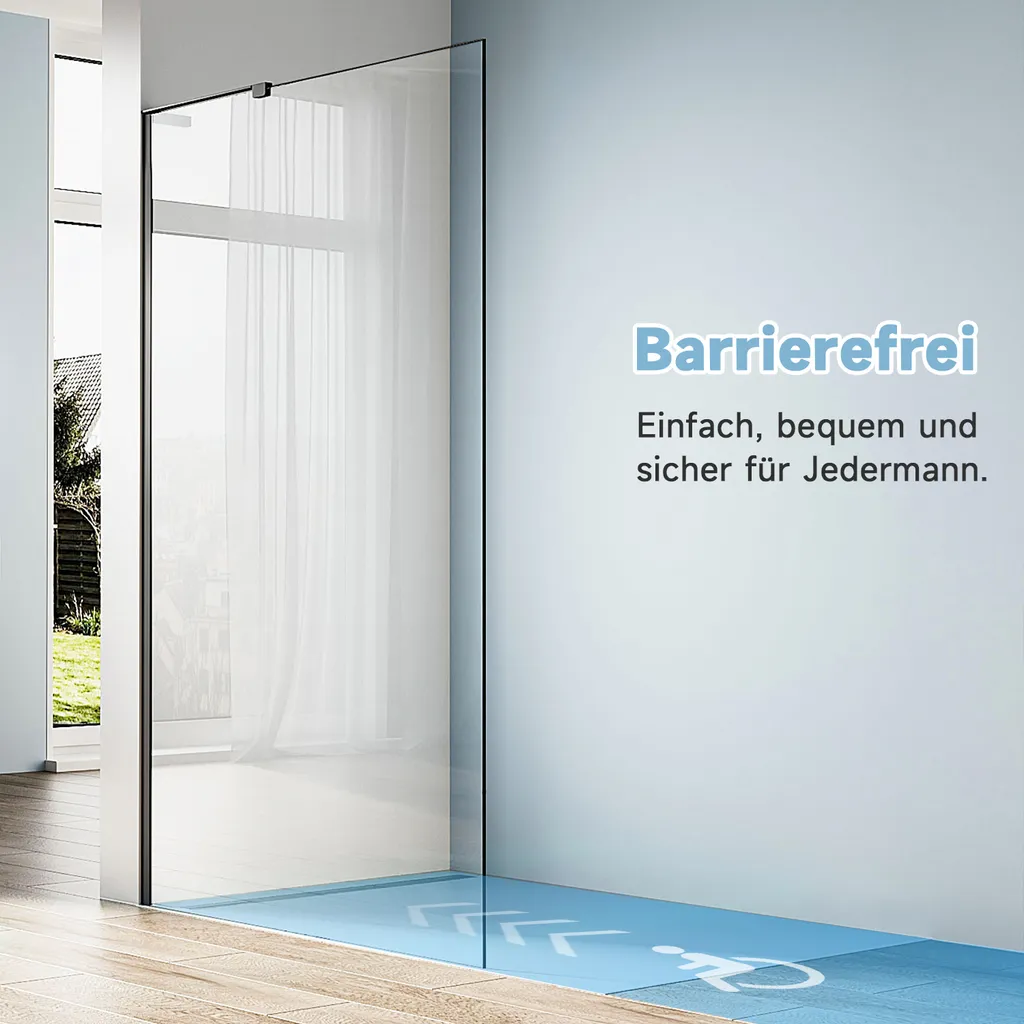 Paroi de Douche Fixe Industrielle 90cm avec Verre Anticalcaire NANO 6mm - 14