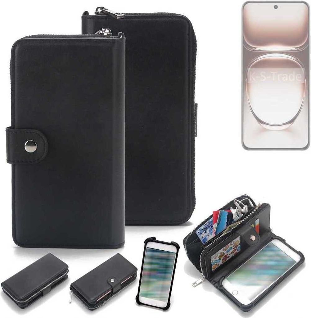 K-S-Trade 2in1 Handyhülle Schutzhülle kompatibel mit Oppo Reno12 Pro CPH2629 & Portemonnee Cover Handy Hülle Case Etui Geldbörse Wallet Bookstyle