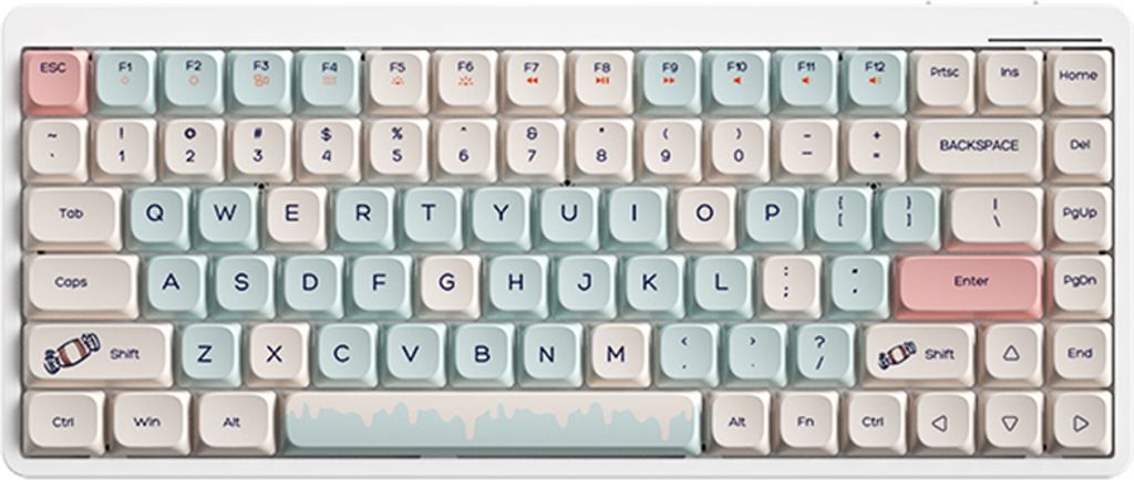 iBlancod Kabellose mechanische Tastatur, 84 Tasten, 2,4 G + BT5.0 + Typ C, 3 Anschluesse, 75 % flaches Layout, Tastaturen, 15 Lichteffekte, 5 Helli...