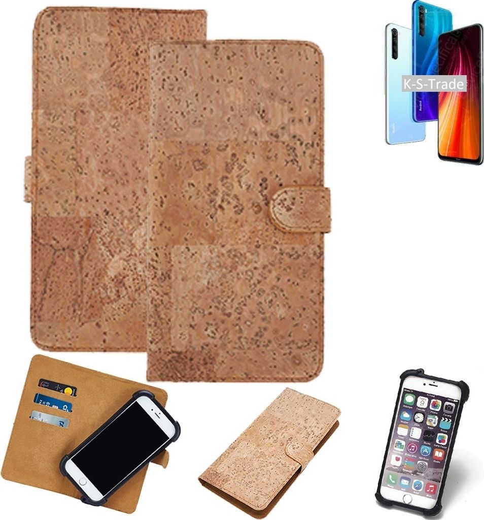 K-S-Trade Hülle kompatibel mit Xiaomi Redmi Note 8 2021 Kork Handyhülle Cover Schutzhülle TPU Case Bumper in Hellbraun, (1x)