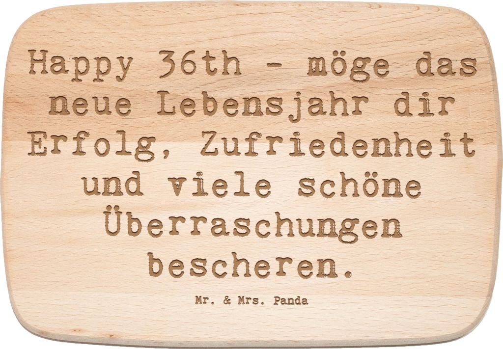 Mr. & Mrs. Panda Holzschneidebrett Spruch 36. Geburtstag Segen - Transparent - Geschenk, Alter, liebevolle Worte, Schneidebrett, Feiern, Überrasch...