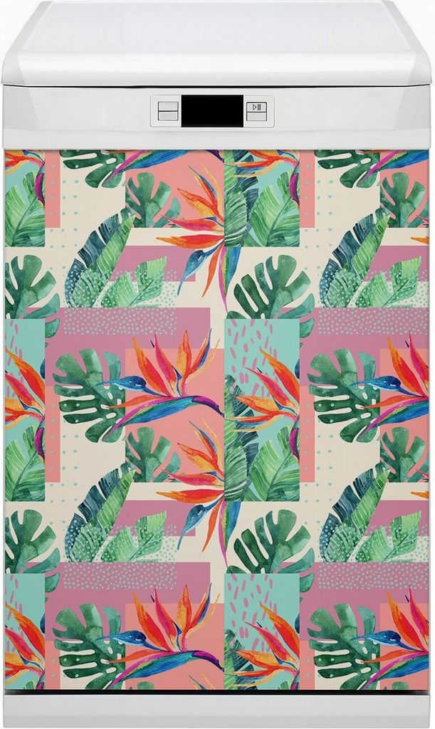 Magnet Folie für Geschirrspüler Magnete Geschirrspüle Magnet für Spülmaschine 45x80 cm Dekor - Tropenmosaik