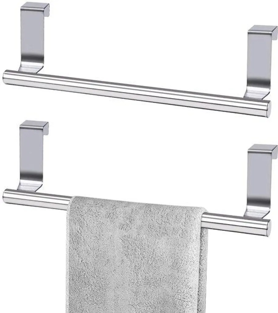 Porte-serviettes double suspendu en acier inox pour porte de placard