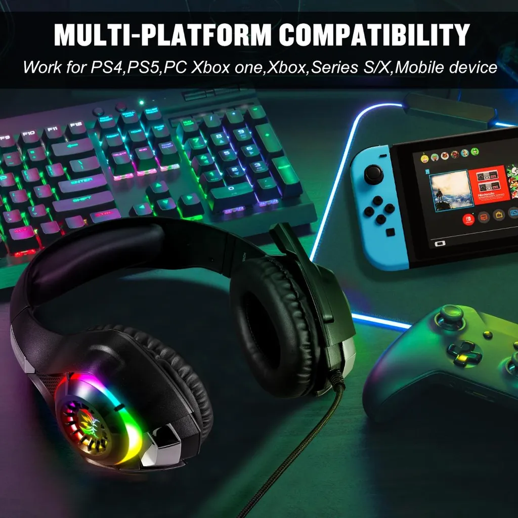 Casque Gamer Anti-Bruit Passif RGB Noir - Fini la Latence sur Console - 7
