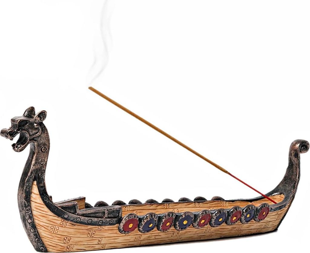 Retro Drache Boot Räucherstäbchen Halter - Brenner Wikinger Boot Räucherstäbchen - Handgeschnitzte Schnitzerei Räuchergefäß Ornamente