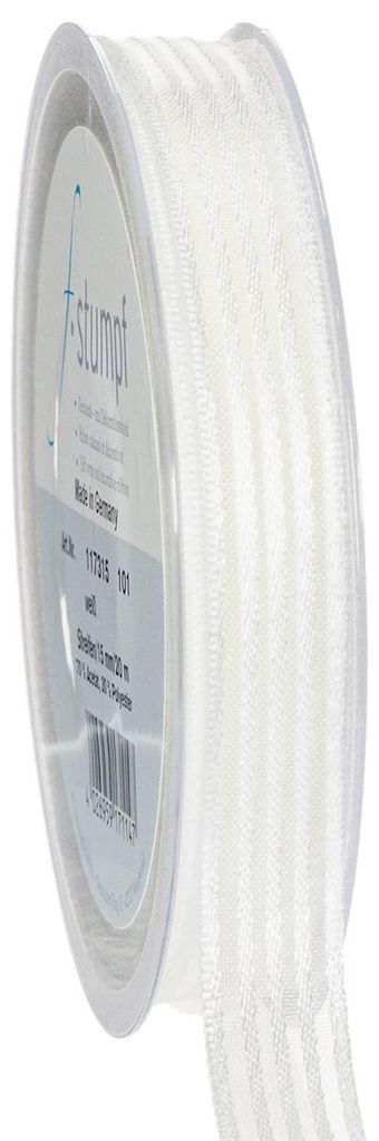 Organzaband Streifen Geschenk Dekoband Hochzeit Weiß 15mm Produktbild 