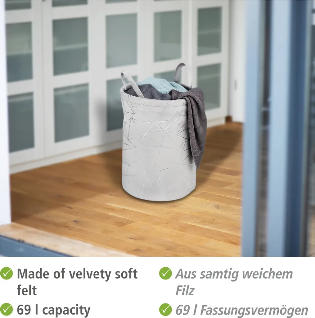 Cesto Biancheria WENKO Samira Grigio | 69L Feltro Arredo Bagno - 3