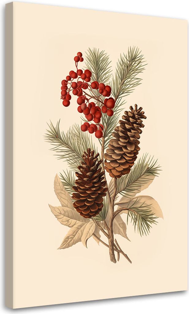 Leinwandbild Weihnachtsbaumschmuck 60x90 Feeby Beige bild für die wand bereit zum aufhängen